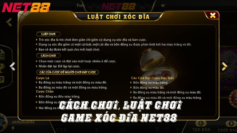 Cách chơi, luật chơi game xóc đĩa Net88 